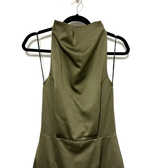 NWOT $148 ELLIATT Camo Olive Green Halter Dress - Asymmetric Cocktail Mini Dress - Picture 6 of 11